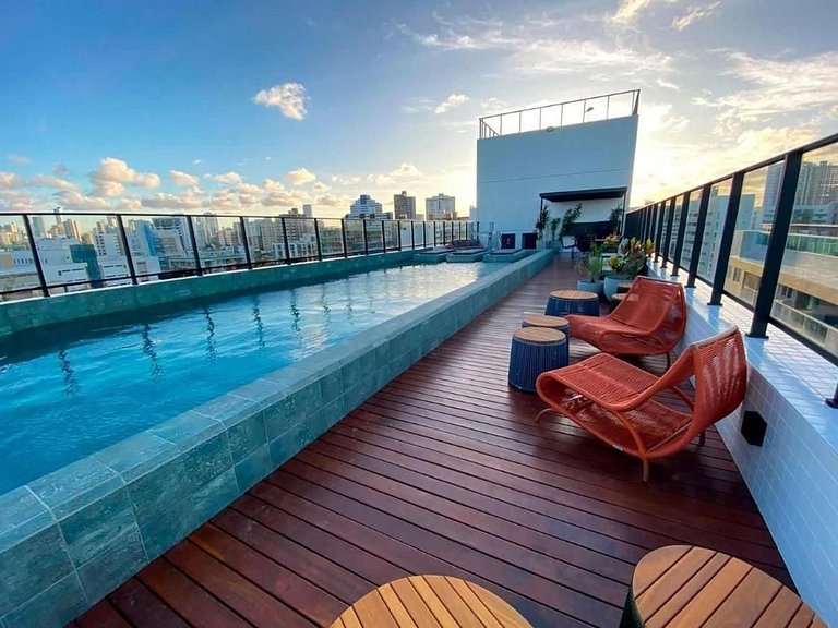 Studio estiloso com vista para o mar
